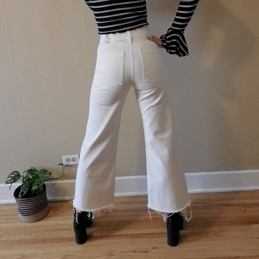Cut Off White Bell Bottoms